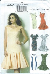 8948 EZ VOGUE FIT SLEEVELESS/ SHORT SLEEVE DRESS FLOUNCE OR NOT PATTERN 12-20 UNCUT